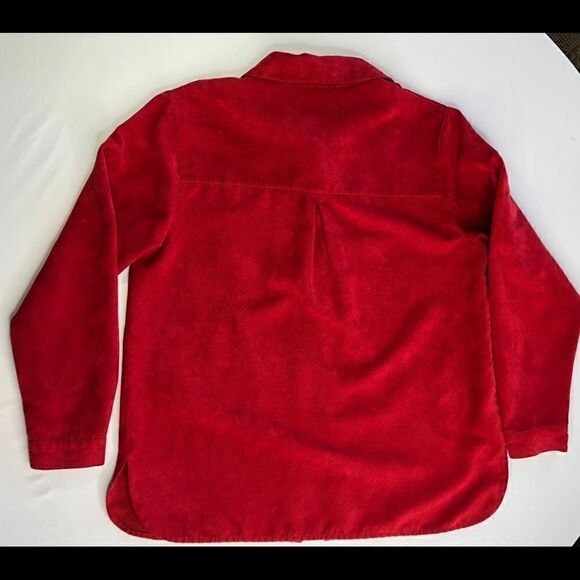 Studio Works RED Faux Suede Button-Down Shirt Top - Picture 7 of 8